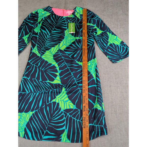 NWT Lilly Pulitzer Dress Womens Sz 2 Carol Under the Palms Green Leaves Shift - Picture 6 of 8